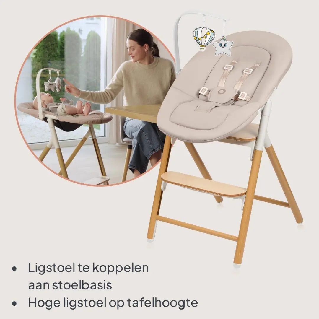 Lionelo Celia Set 4-in-1 Kinderstoel - Premium Beukenhout - Wit