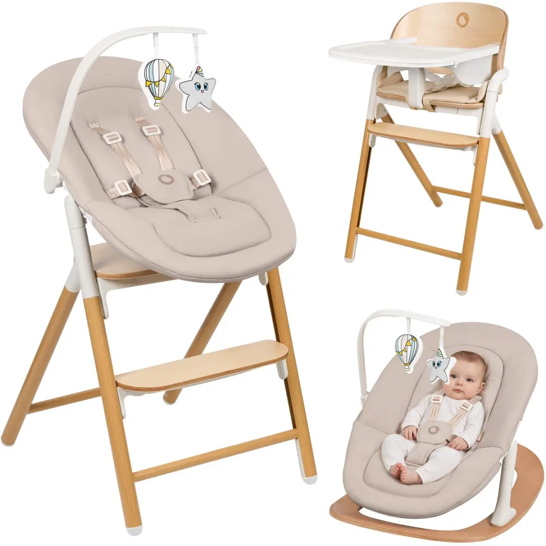 Lionelo Celia Set 4-in-1 Kinderstoel - Premium Beukenhout - Wit