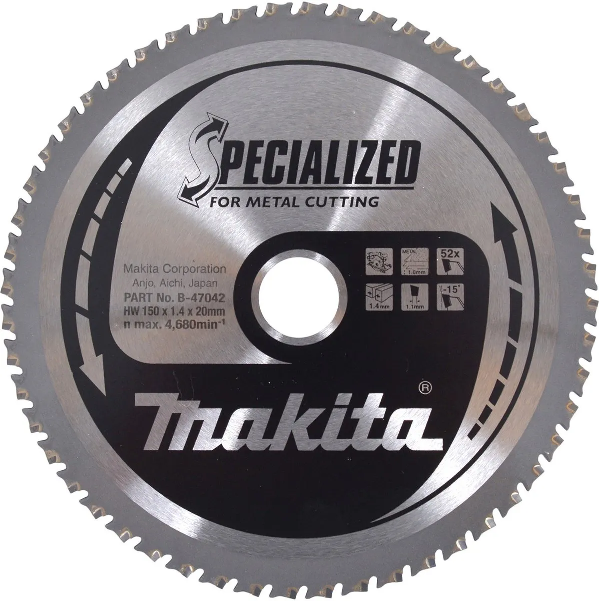 Makita B-47042 Cirkelzaagblad Metaal 150mm - 52 Tanden