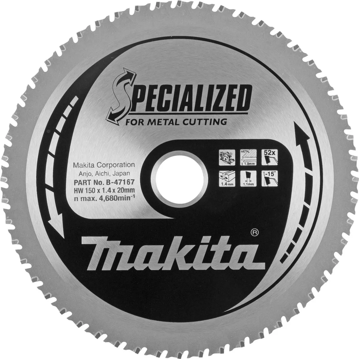 Makita B-47042 Cirkelzaagblad Metaal 150mm - 52 Tanden