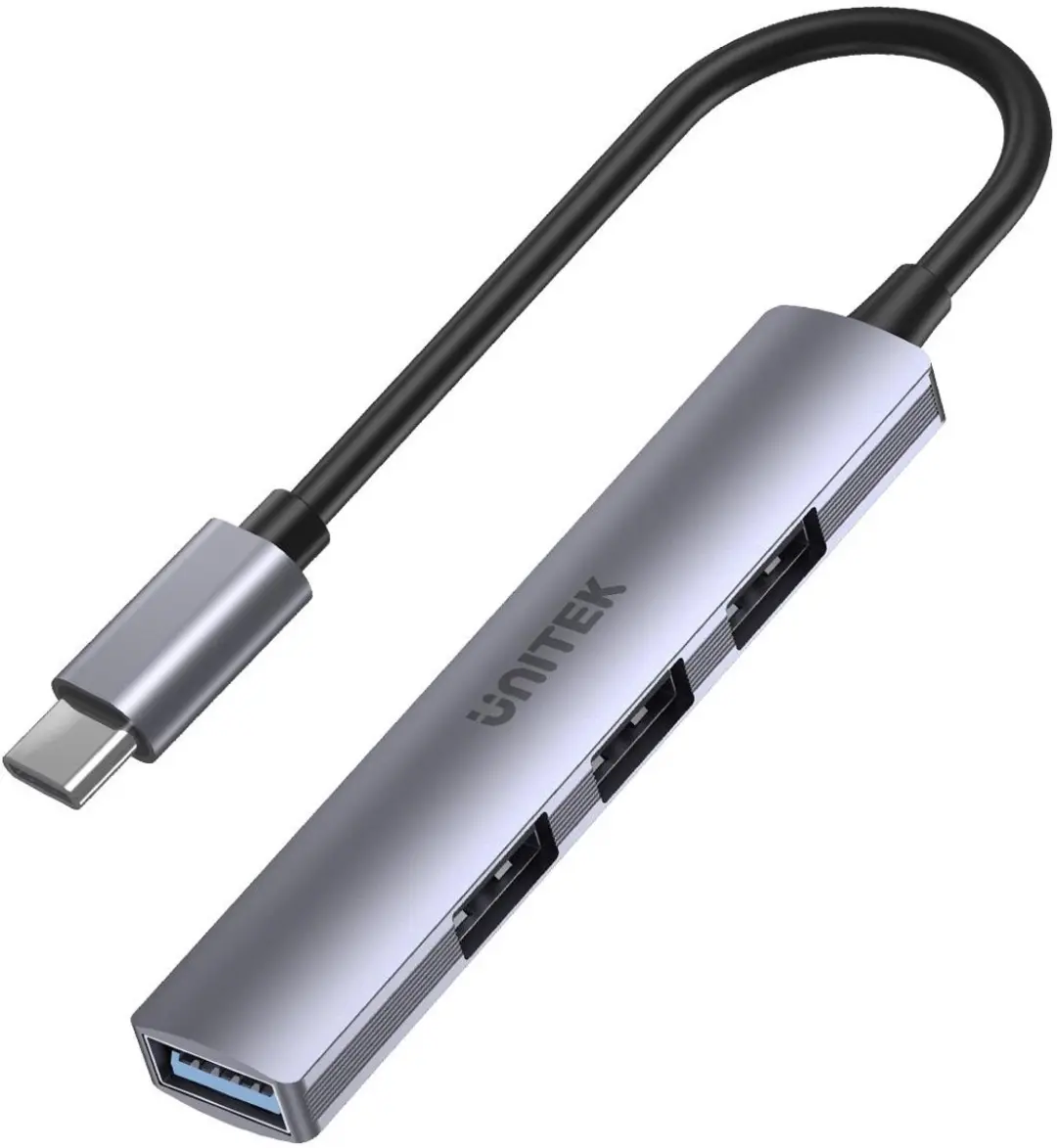 Unitek USB-C Adapter Splitter 1x USB-A 5Gbps - 3x USB - Zilver