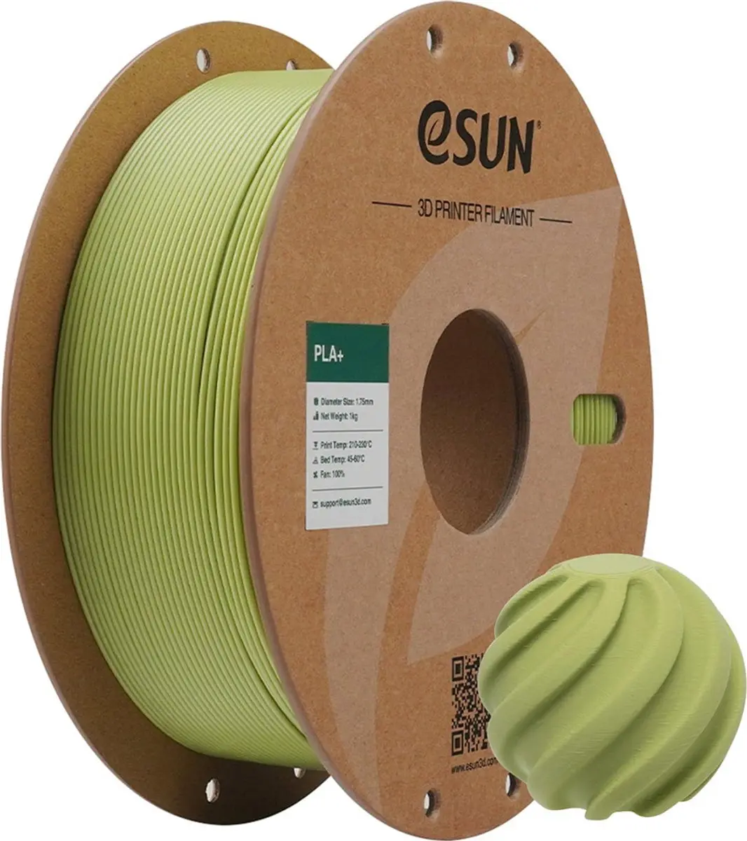 ESUN PLA+ Matcha Groen 1.75mm 3D Printerfilament 1kg