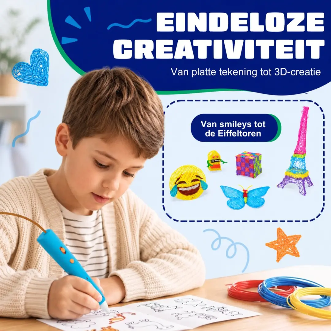 Fits4Kids 3D Pen Starterspakket LP03 - Roze - Draadloos - 60m PCL
