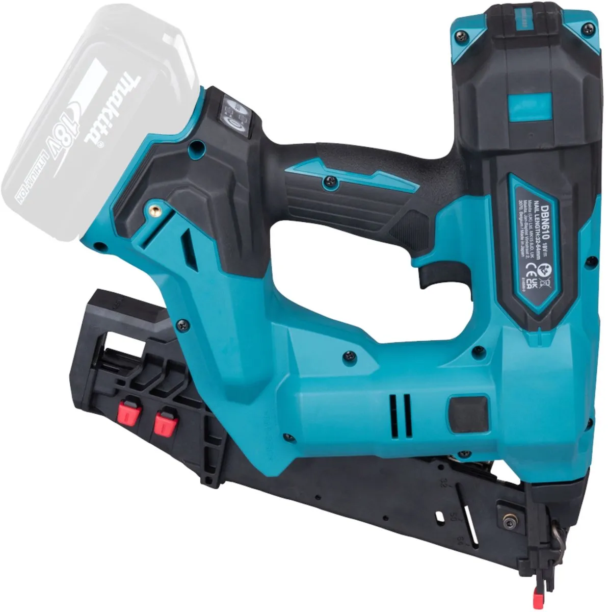 Makita DBN 610 RF1J Staande Spijkermachine 18V - 32-64mm - 3.0Ah + Lader + Makpac