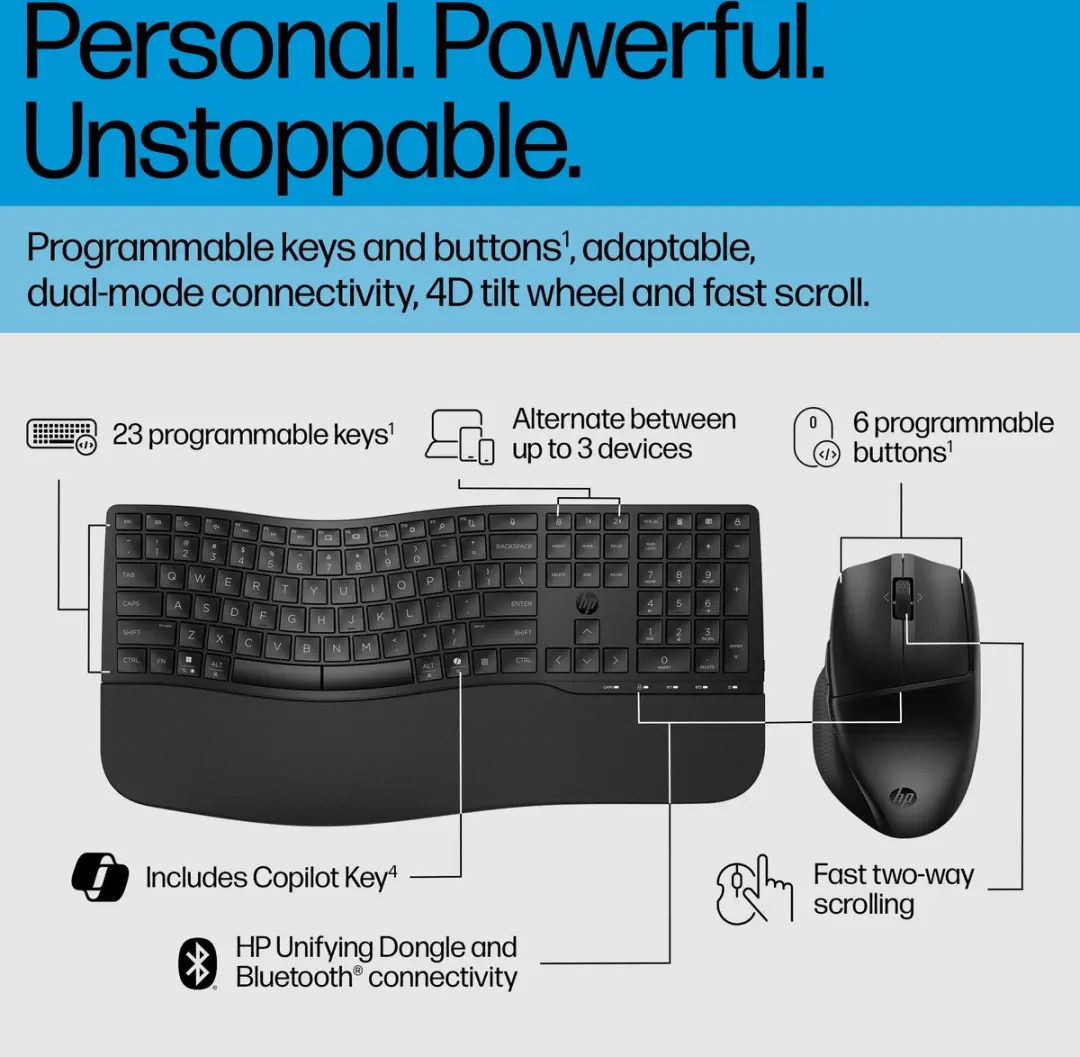 HP 685 Comfort Dual-Mode Toetsenbord & Muis - Zwart