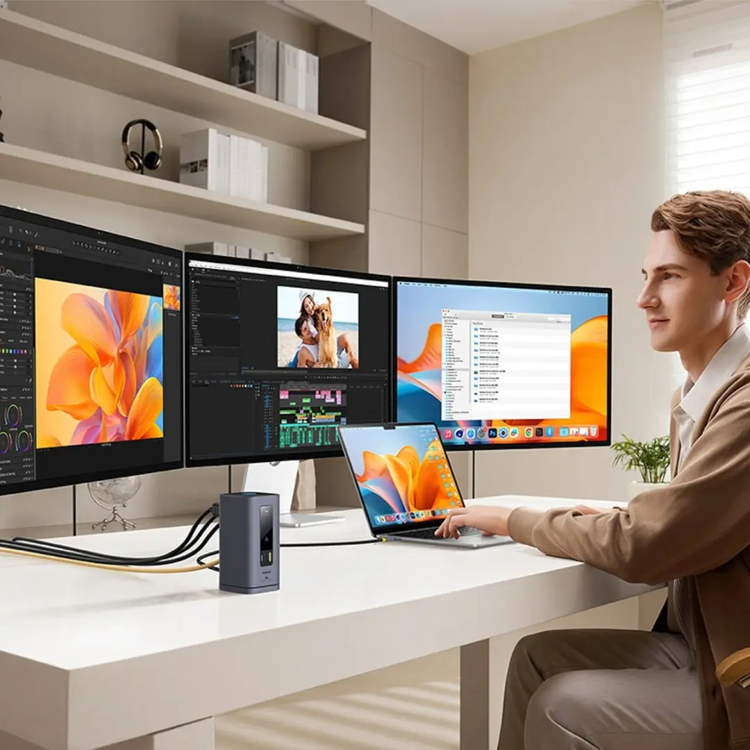 Baseus Spacemate 11w1 Laptopdockingstation - 3x HDMI - USB-C PD - Grijs