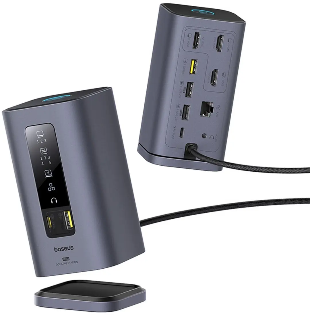 Baseus Spacemate 11w1 Laptopdockingstation - 3x HDMI - USB-C PD - Grijs