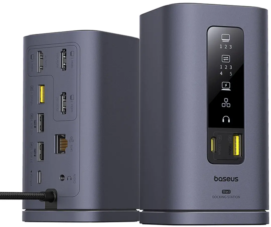 Baseus Spacemate 11w1 Laptopdockingstation - 3x HDMI - USB-C PD - Grijs