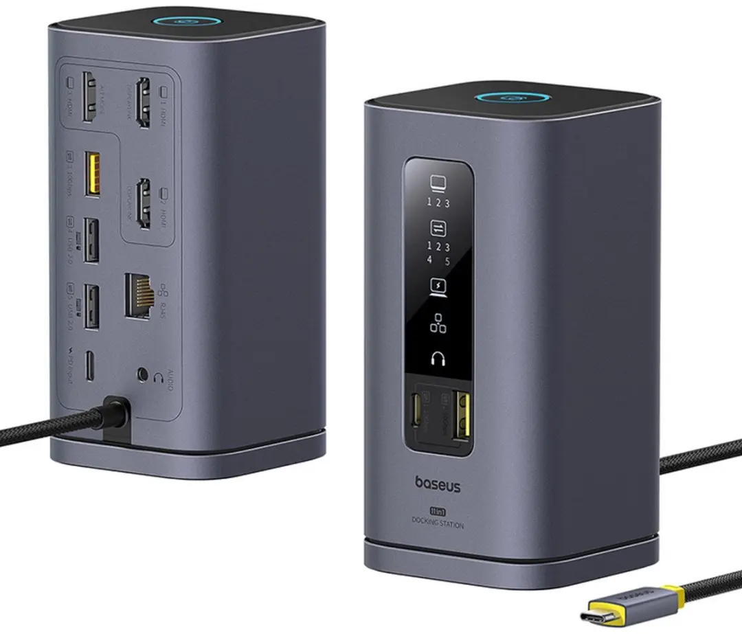 Baseus Spacemate 11w1 Laptopdockingstation - 3x HDMI - USB-C PD - Grijs - afbeelding 6 van 6