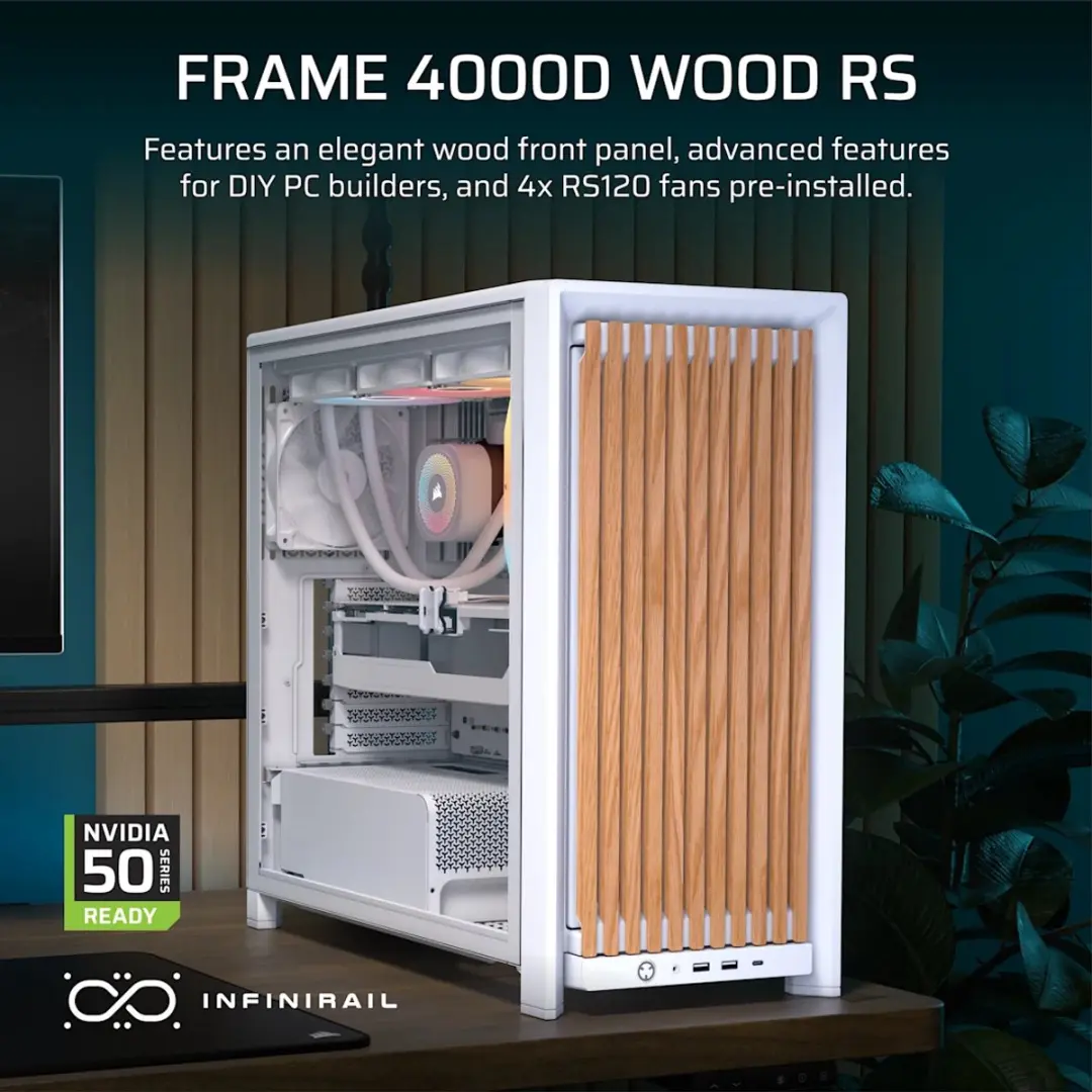 Corsair FRAME 4000D RS PC-behuizing - Oak - Wit - afbeelding 6 van 6