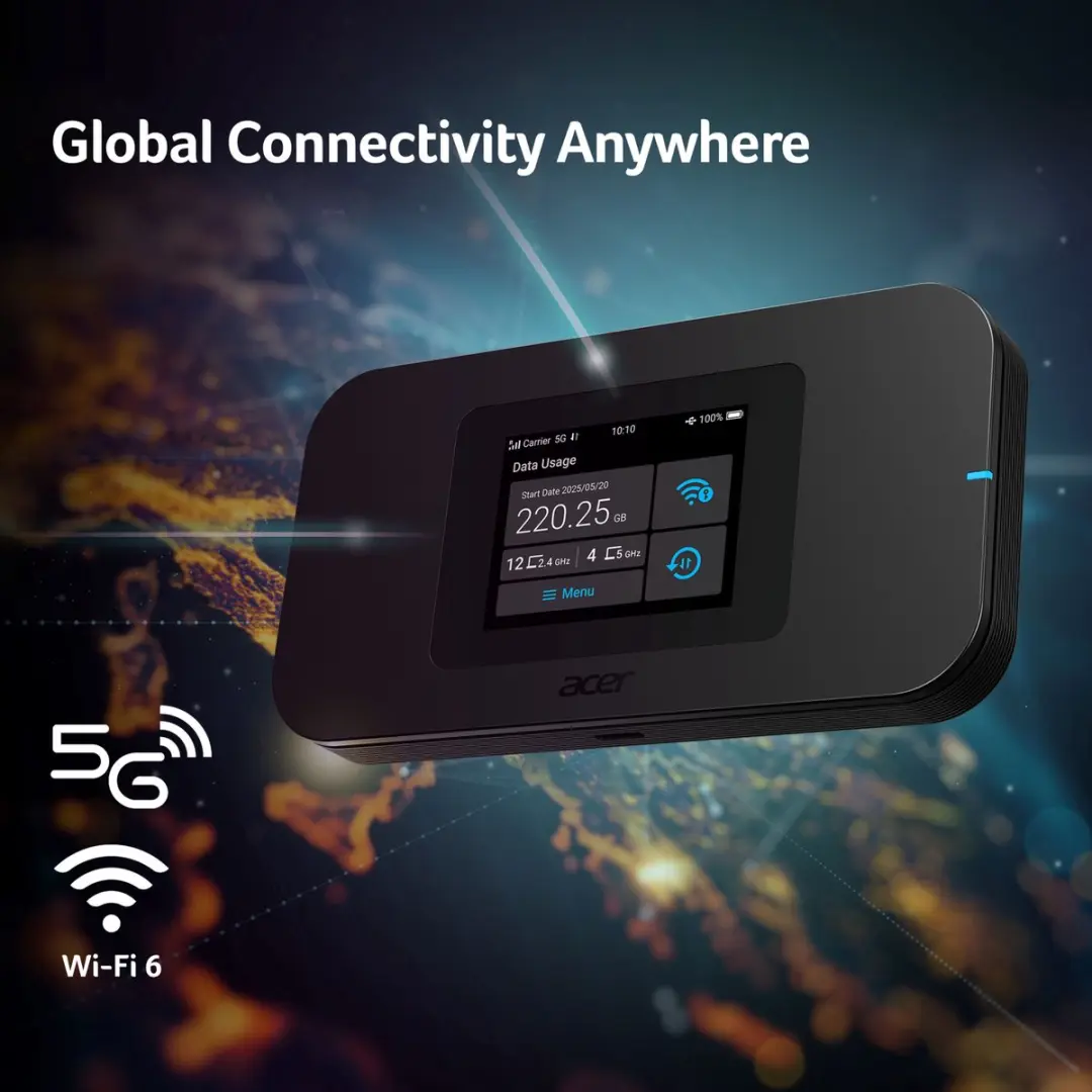Acer Connect M4D Portable Mifi Router 5G - Tri-SIM - 16 Apparaten - Zwart