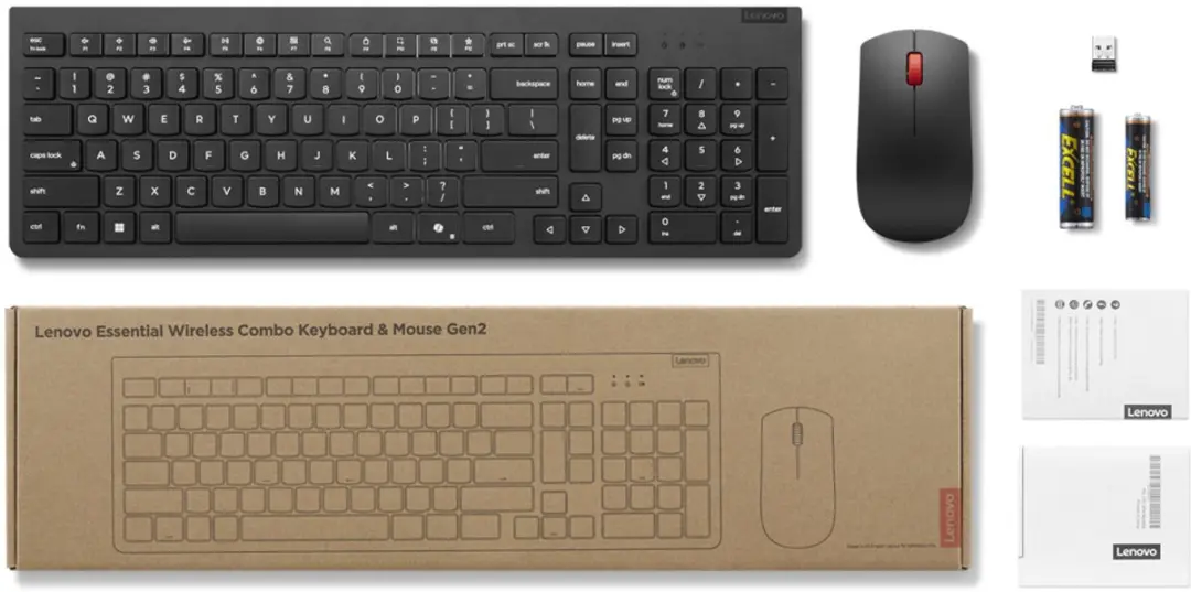 Lenovo 4X31R64497 Draadloos Toetsenbord + Muis - Scandinavisch Zwart