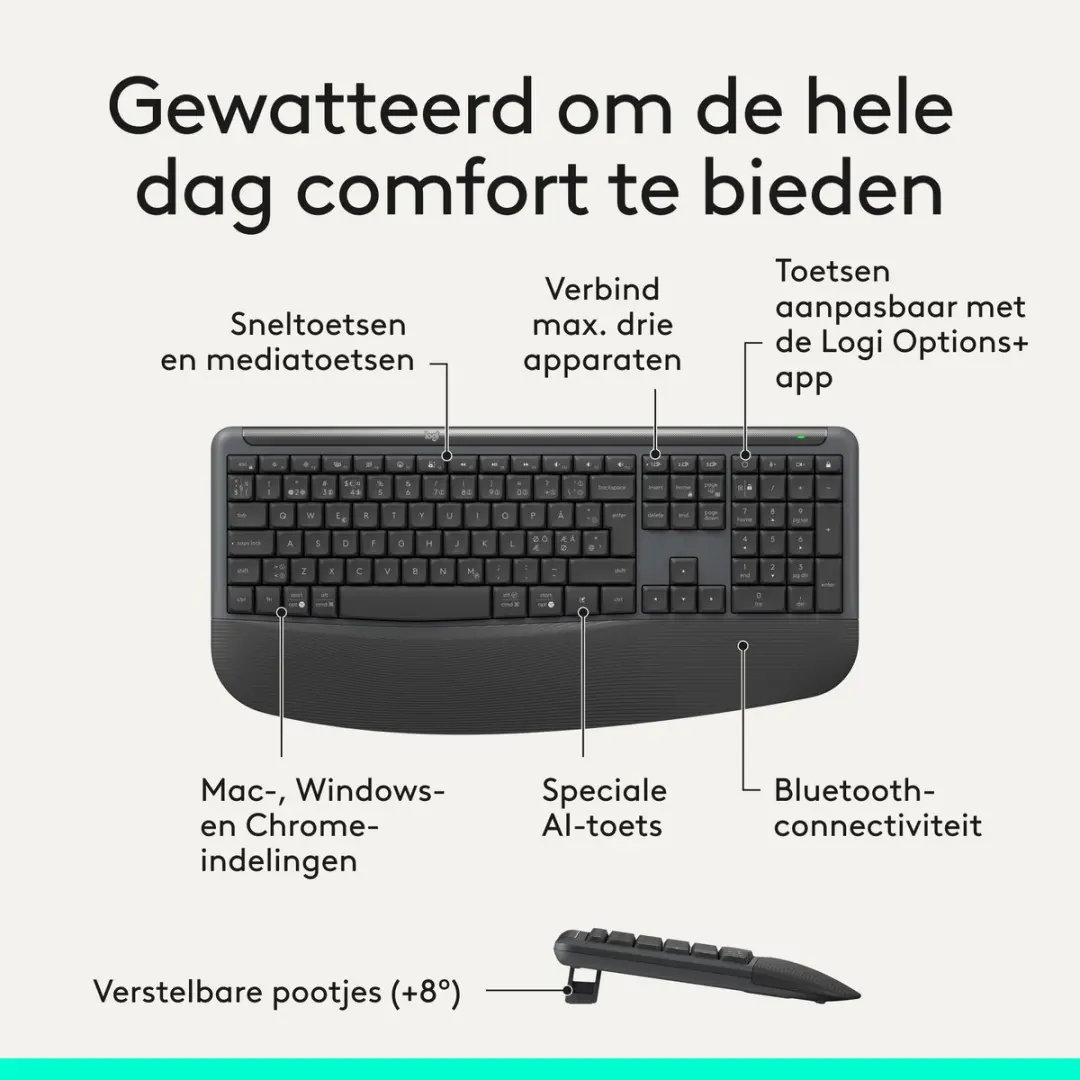 Logitech Signature Comfort Plus MK880 Draadloos Toetsenbord & Muis - Zwart - afbeelding 6 van 6