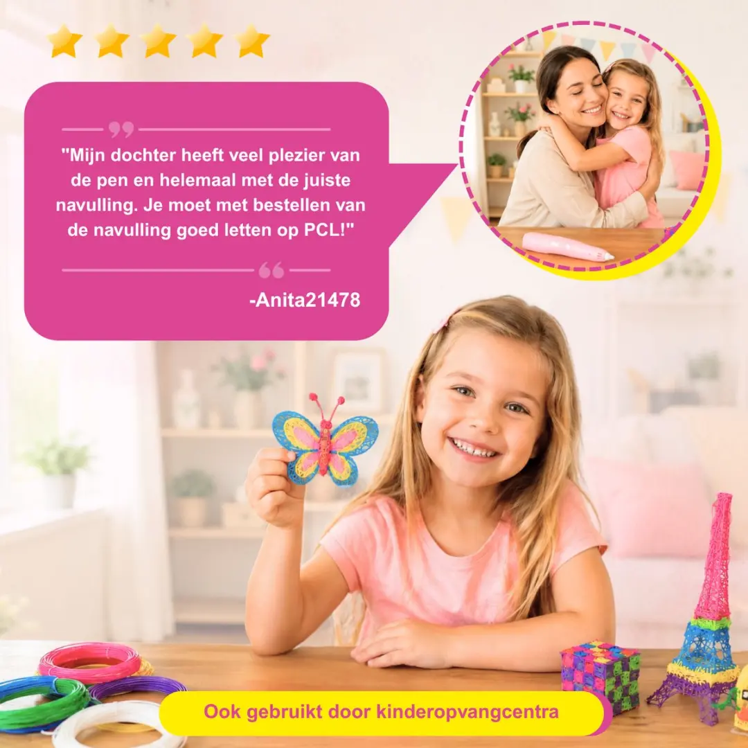 Fits4Kids 3D Pen Starterspakket Roze - Draadloos 60m PCL