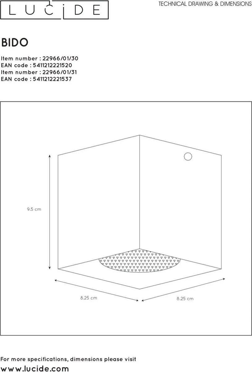 Lucide BIDO Plafondspot GU10 - Wit - afbeelding 6 van 6