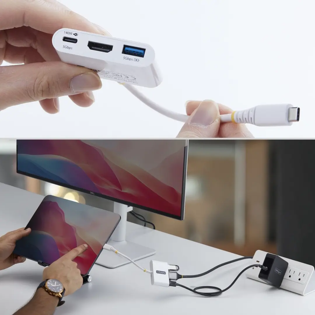 Startech 168W-USBC-MULTIPORT USB-C Multiport Adapter - 4K 60Hz - 140W PD - Wit - afbeelding 6 van 6