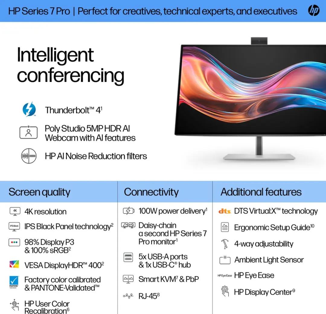 HP Series 7 Pro 27 4K Monitor 8K135E9 - Zilver - afbeelding 6 van 6
