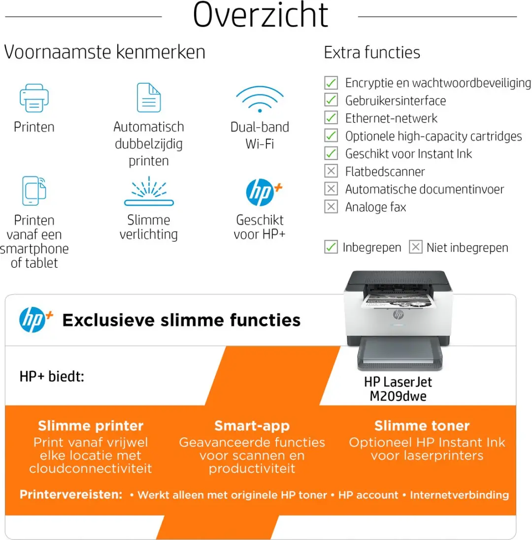 HP LaserJet M209dwe Laserprinter - Wit - afbeelding 2 van 6