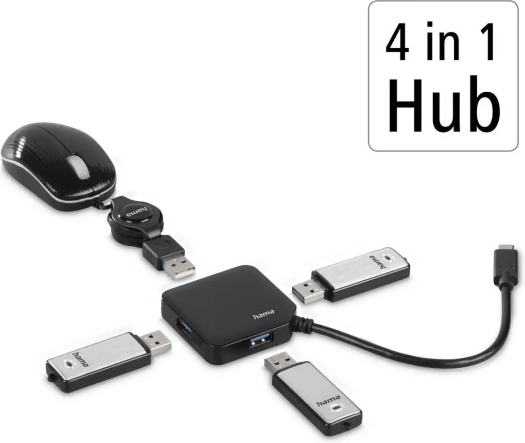 Hama USB-C Multiport Hub 4 Poorten - Zwart
