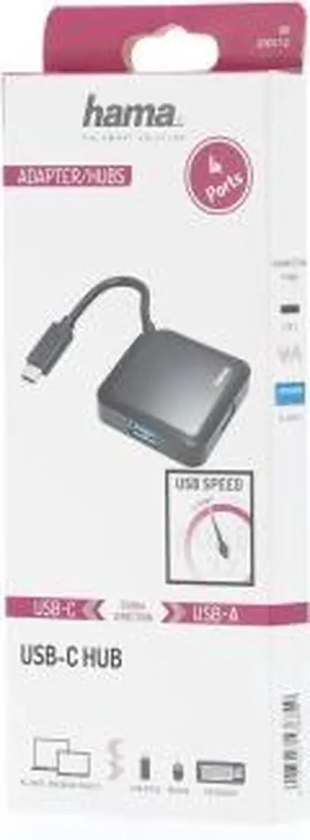 Hama USB-C Multiport Hub 4 Poorten - Zwart