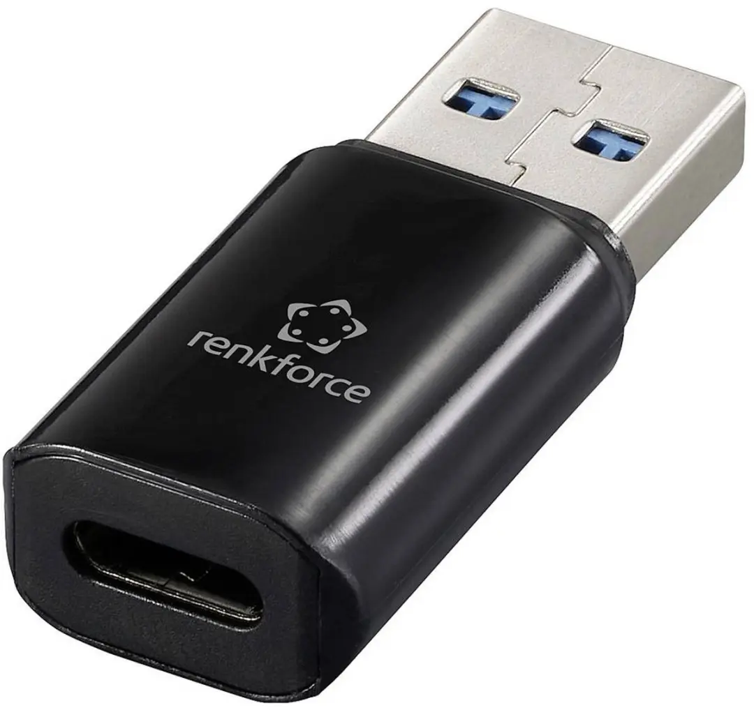 Renkforce RF-6826678 USB 3.2 Adapter - USB-A naar USB-C - PD36W - 10 Gbps - Zwart