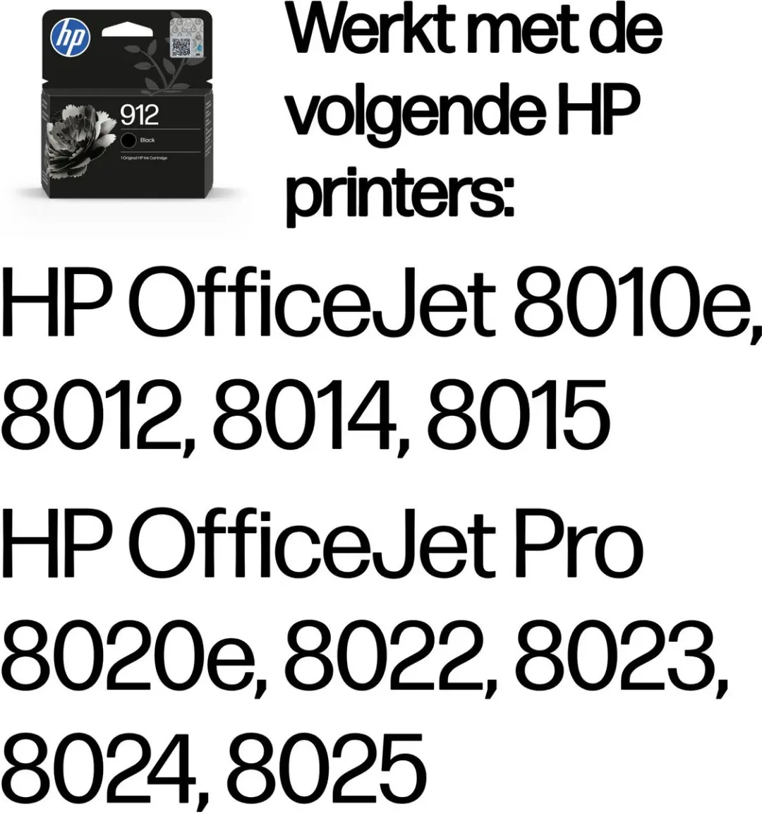 HP 912 Zwart Inktcartridge 3YL80AE