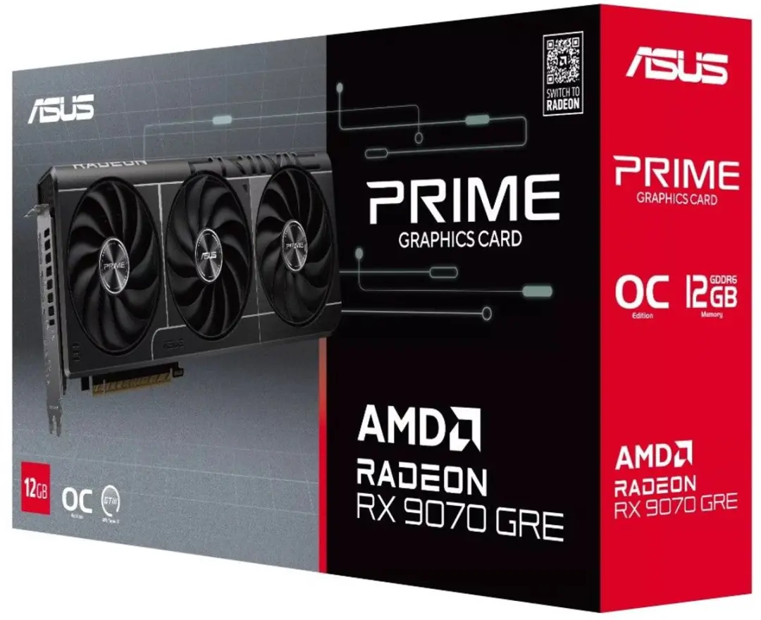 ASUS Prime Radeon RX 9070 GRE OC Edition Videokaart 12GB