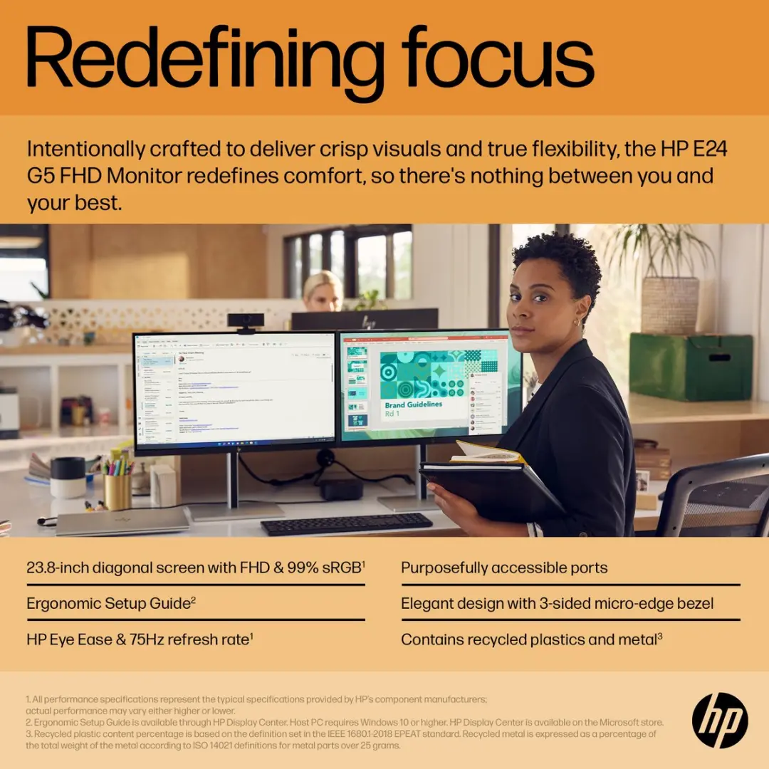 HP E24 G5 Monitor 23,8 inch Full HD IPS - afbeelding 8 van 12