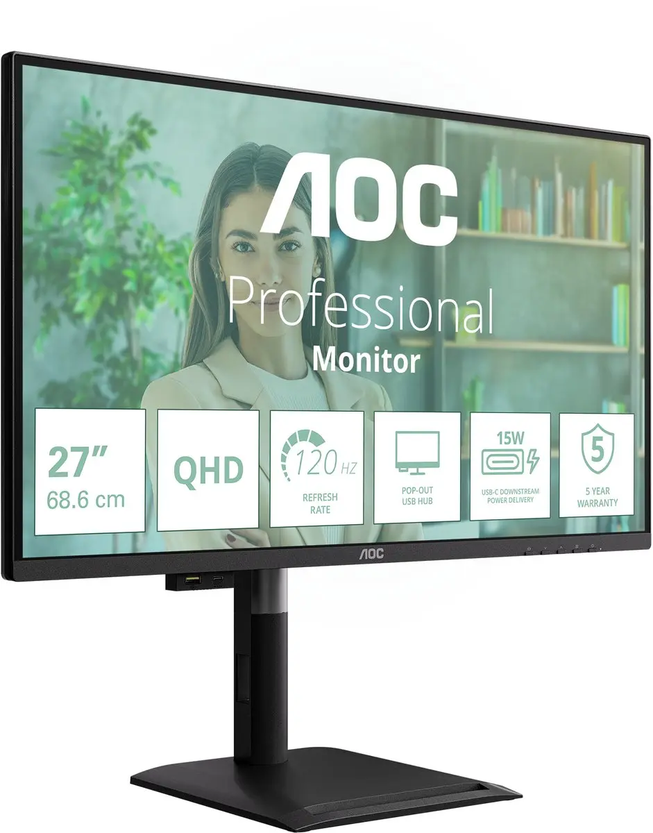 AOC Q27P4U Monitor 68,6cm QHD IPS 120Hz - Zwart