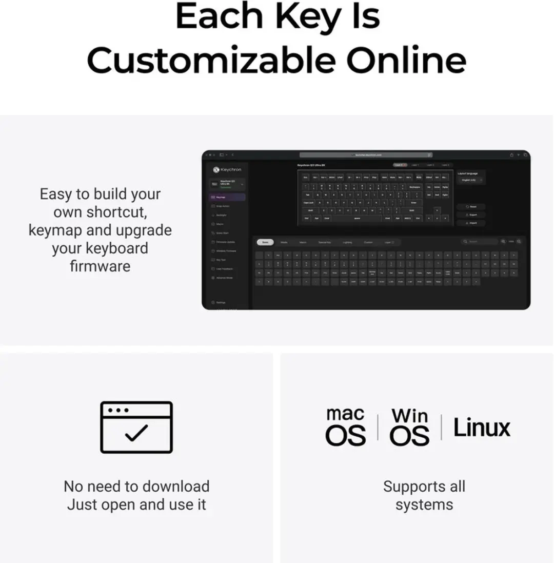 Keychron Q3U-M1 Toetsenbord - 8K Bluetooth - Zwart