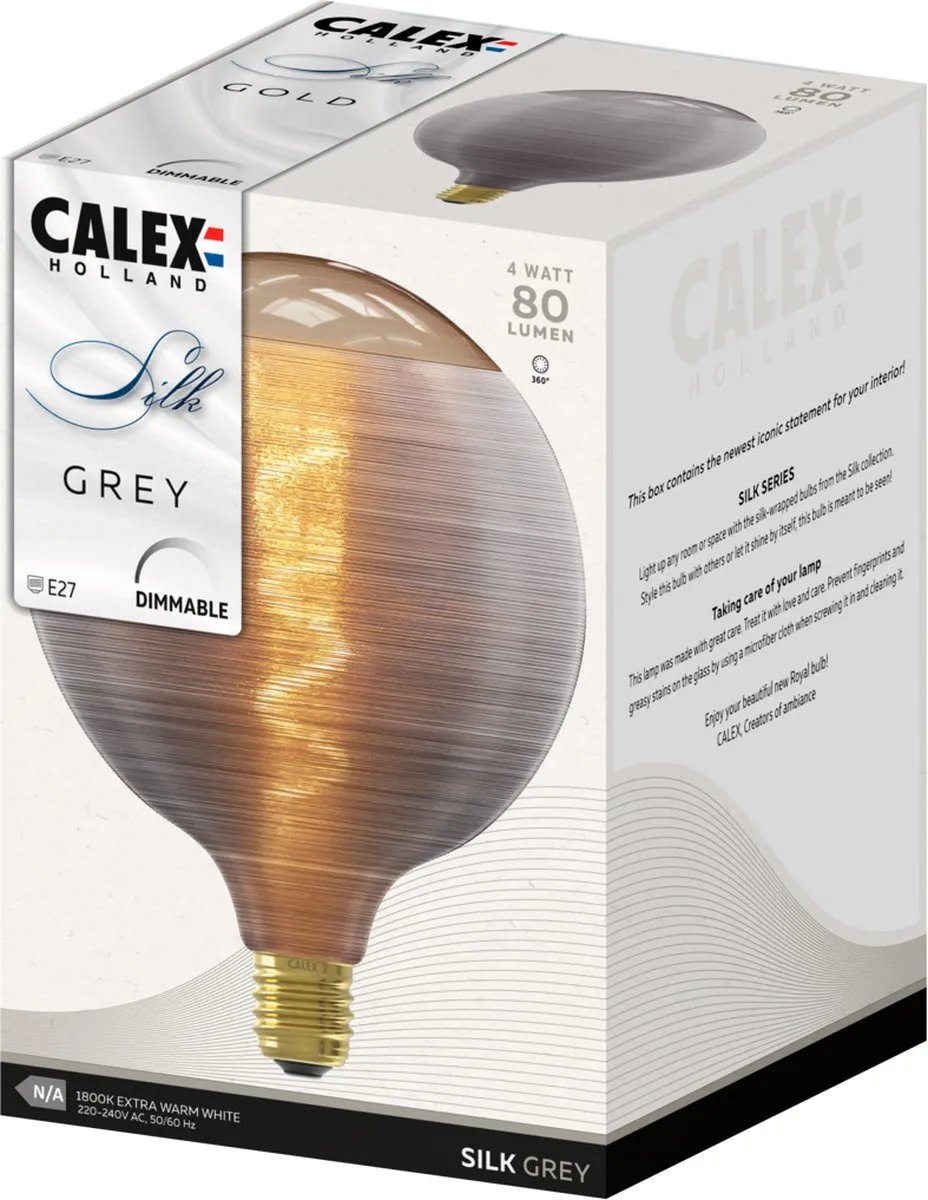 Calex Silk Series LED Lamp G125 - Grijs - 4W E27