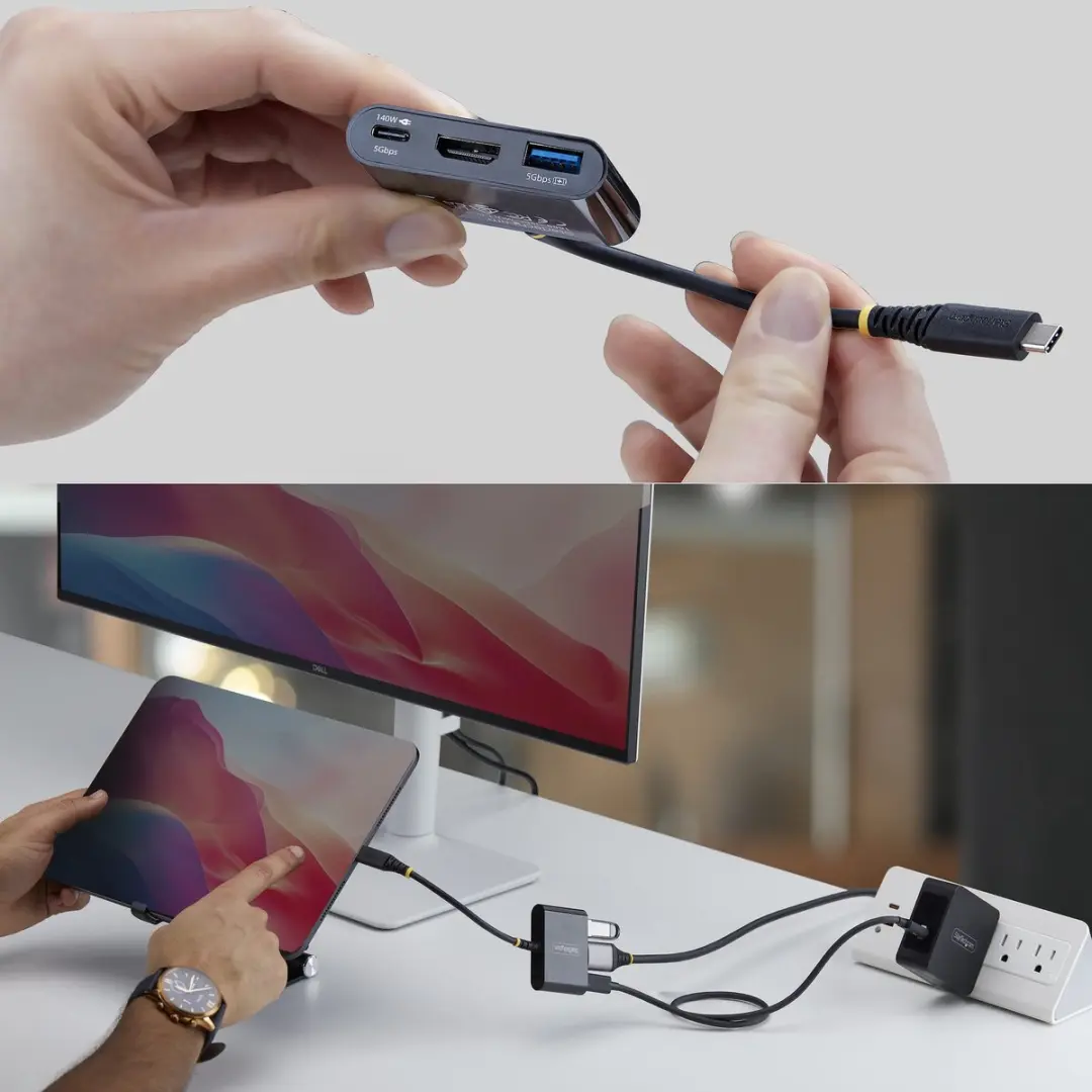 Startech 168B-USBC-MULTIPORT USB-C Multiport Adapter - 4K 60Hz - 140W PD - Zwart - afbeelding 6 van 6