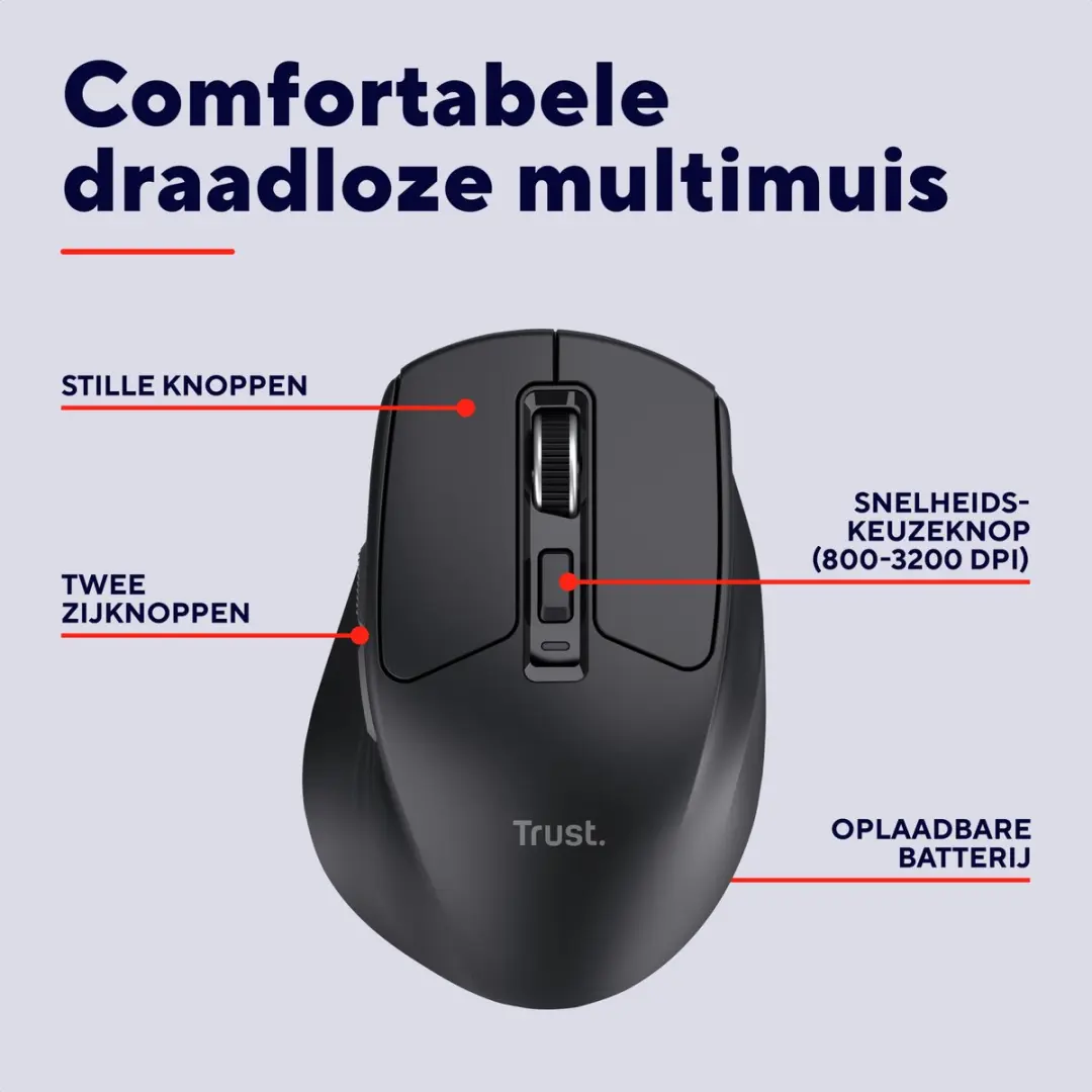 Trust Niven Draadloze Ergonomische Muis 26021 - Zwart - afbeelding 6 van 6