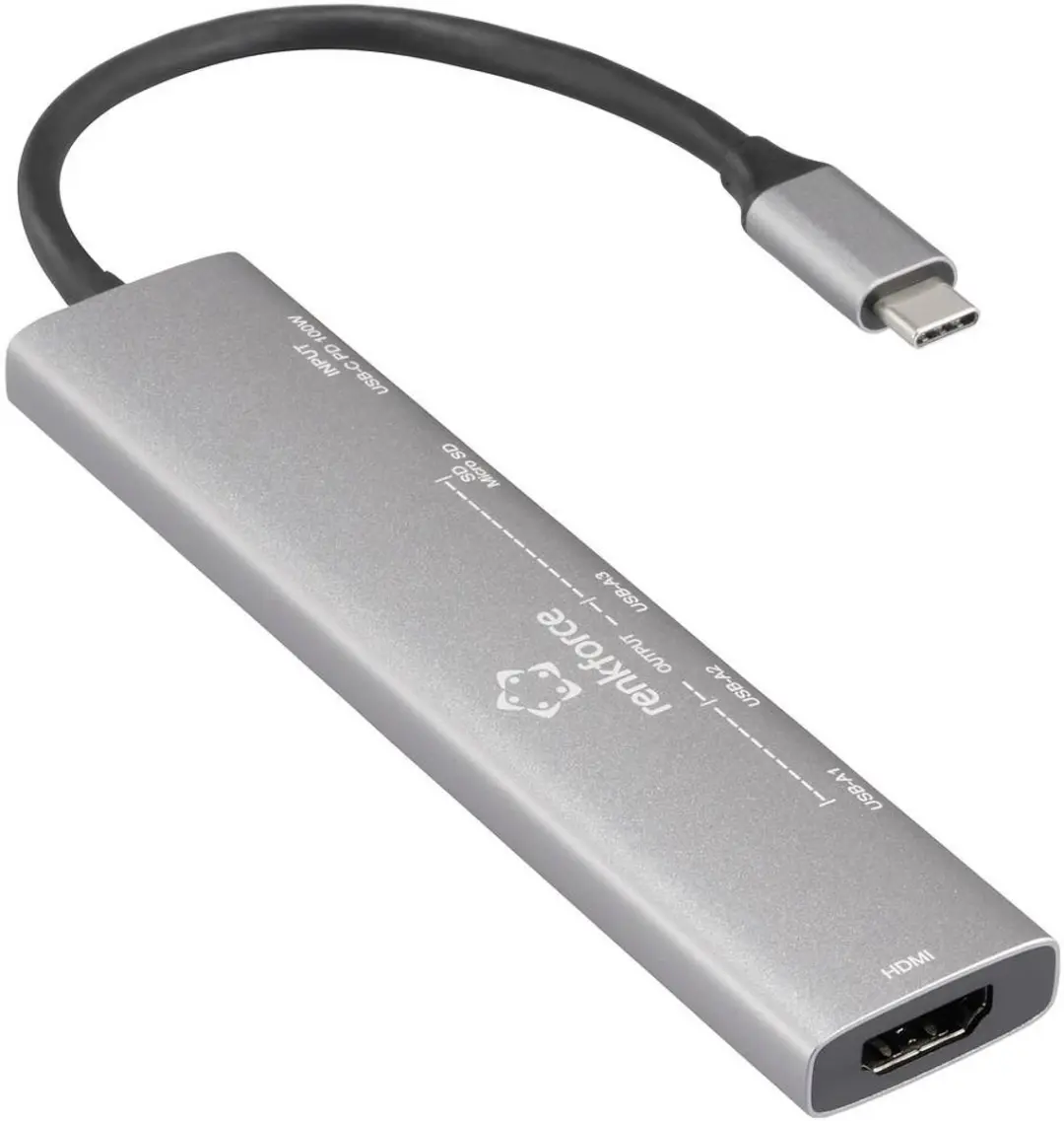 Renkforce RF-6797970 USB-C Dockingstation - Grijs