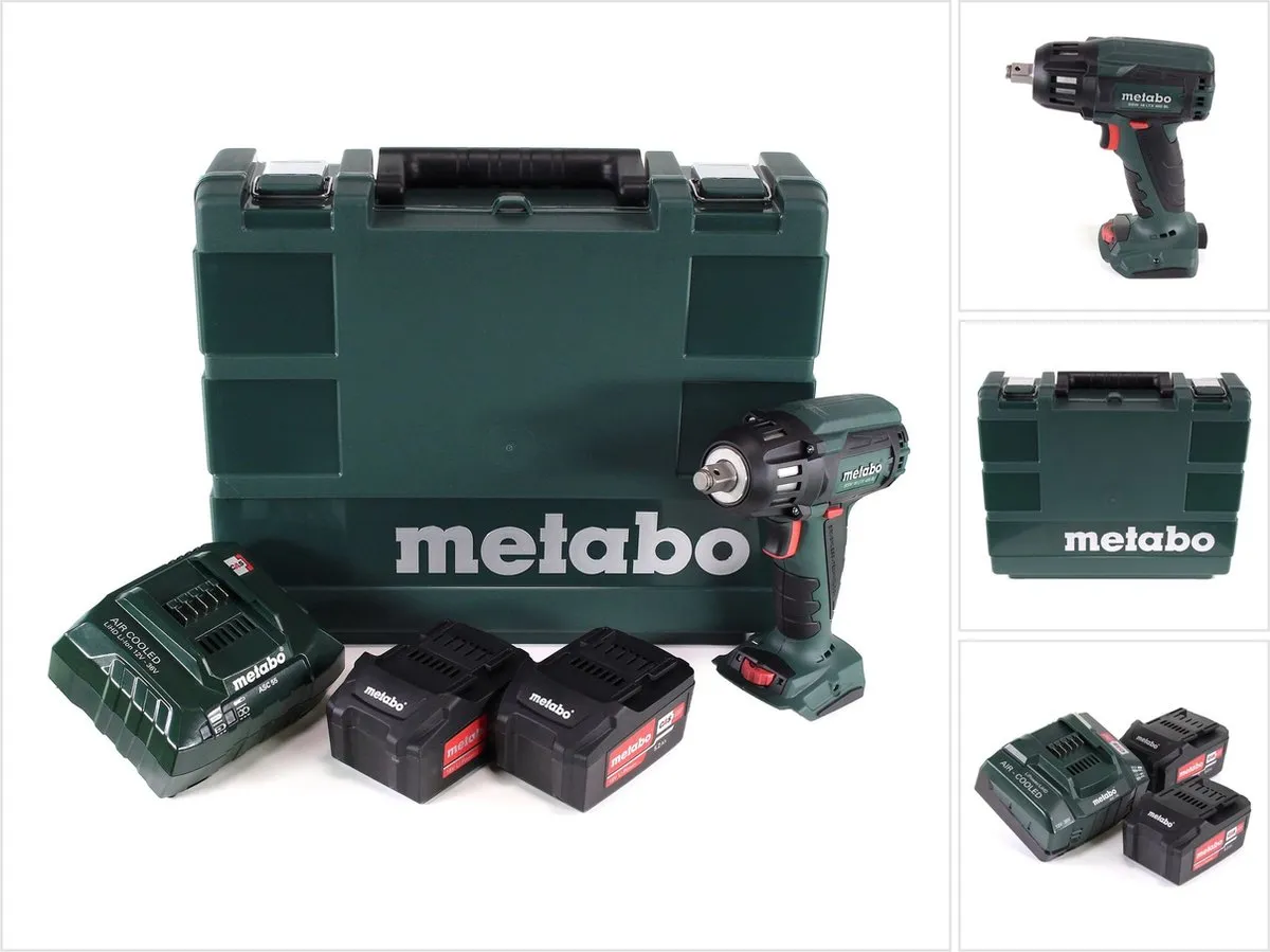 Metabo SSW18 LTX 400BL Slagmoersleutel - 2x5,2Ah - met ASC30-36 Oplader