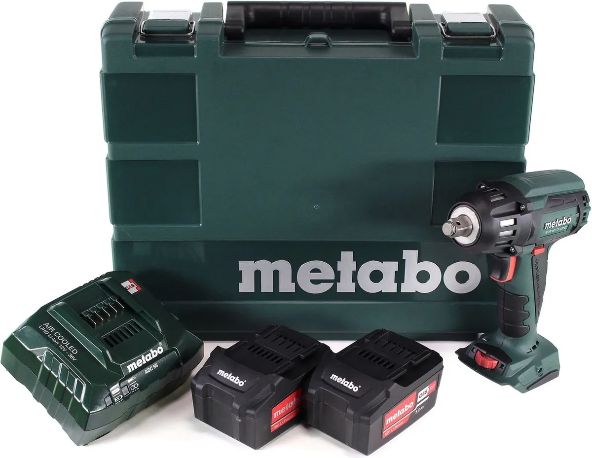 Metabo SSW18 LTX 400BL Slagmoersleutel - 2x5,2Ah - met ASC30-36 Oplader