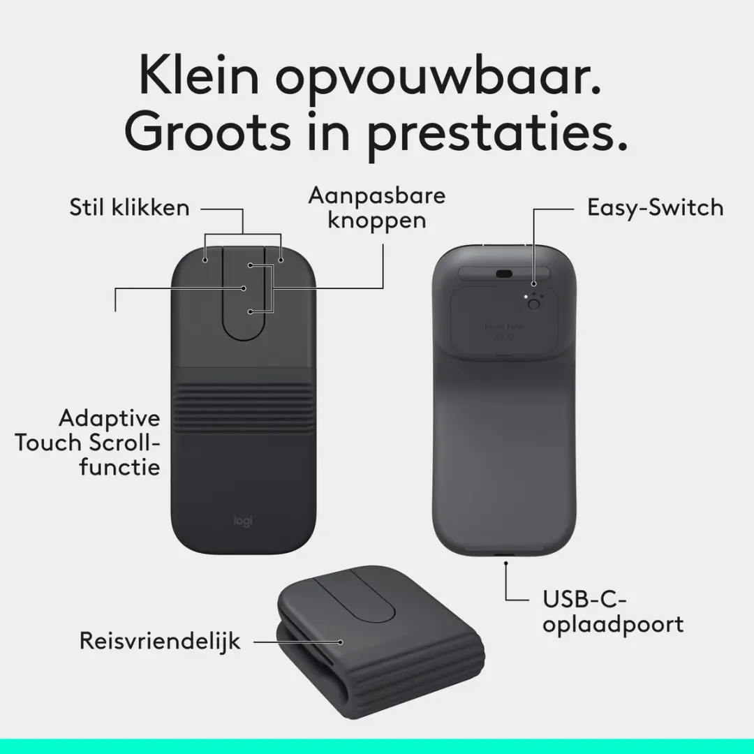Logitech Mobi Fold Ovouwbare Muis 910-007604 - Zwart