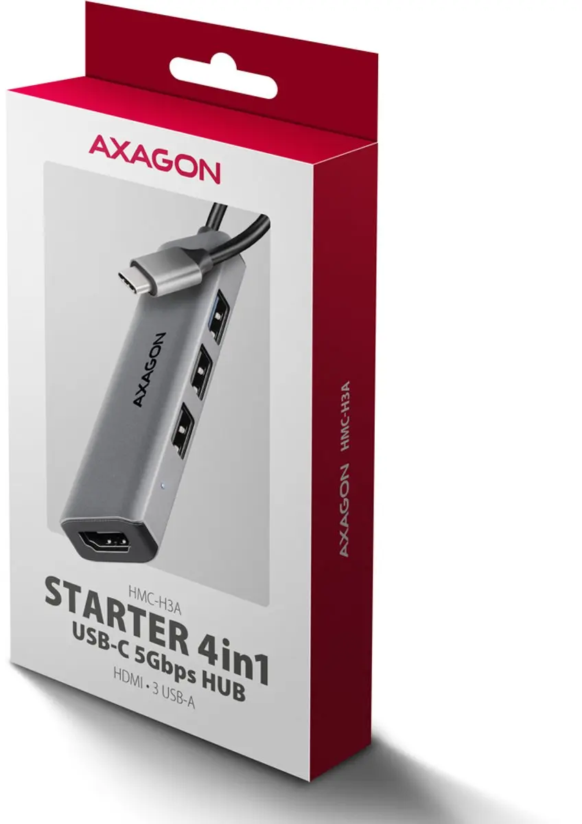 Axagon HMC-H3A Poortreplicator - USB 3.2 Gen 1 - Zilver