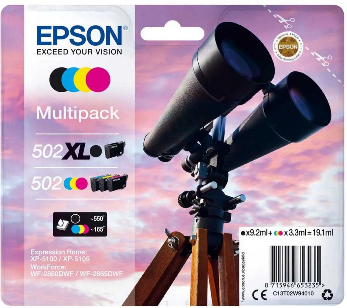 Epson 502XL C13T02W94010 Inktcartridge - 495 Pagina's - Zwart