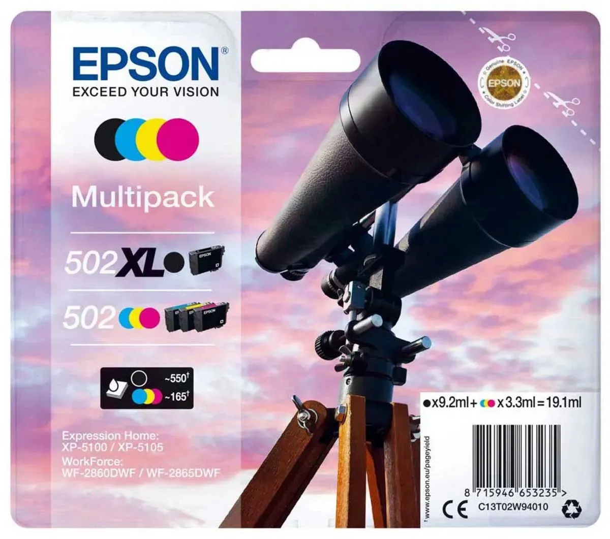 Epson 502XL C13T02W94010 Inktcartridge - 495 Pagina's - Zwart