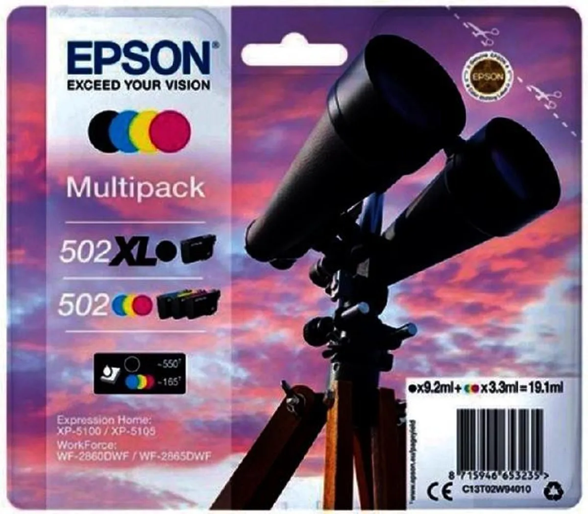 Epson 502XL C13T02W94010 Inktcartridge - 495 Pagina's - Zwart