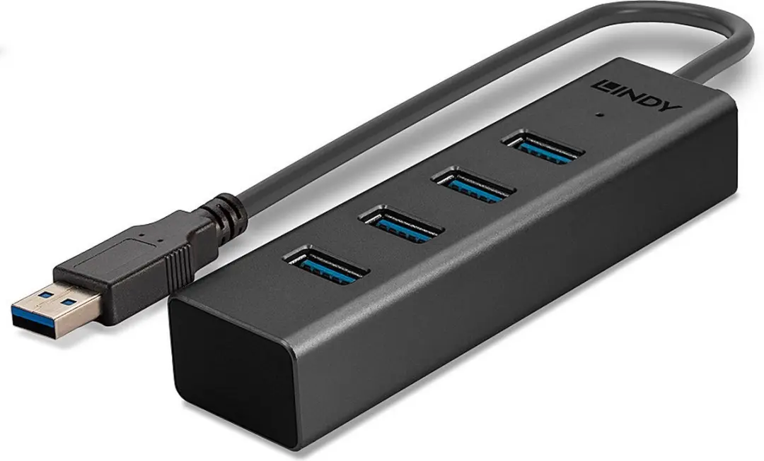 Lindy 43324 USB-hub 4 Poorten USB-A 5Gbit/s - Zwart