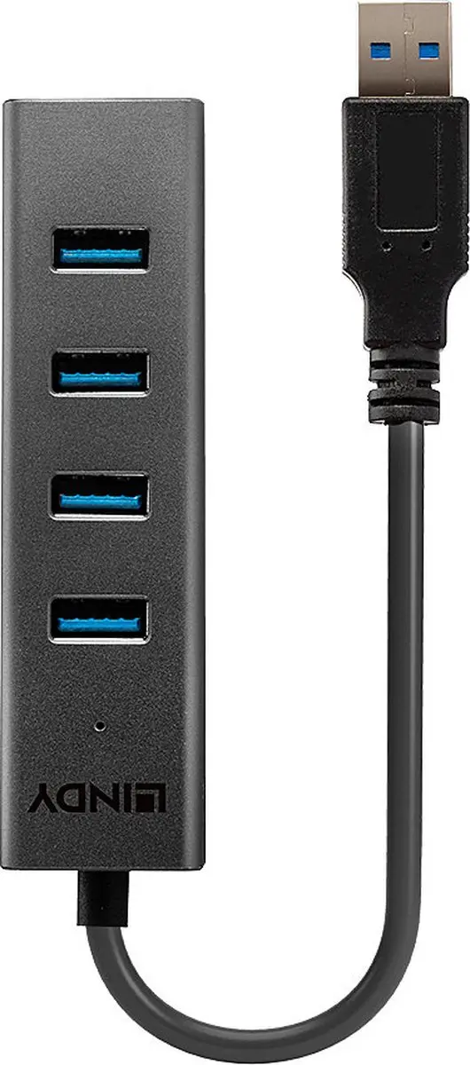 Lindy 43324 USB-hub 4 Poorten USB-A 5Gbit/s - Zwart