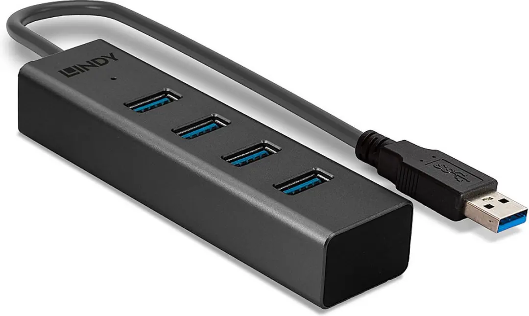 Lindy 43324 USB-hub 4 Poorten USB-A 5Gbit/s - Zwart