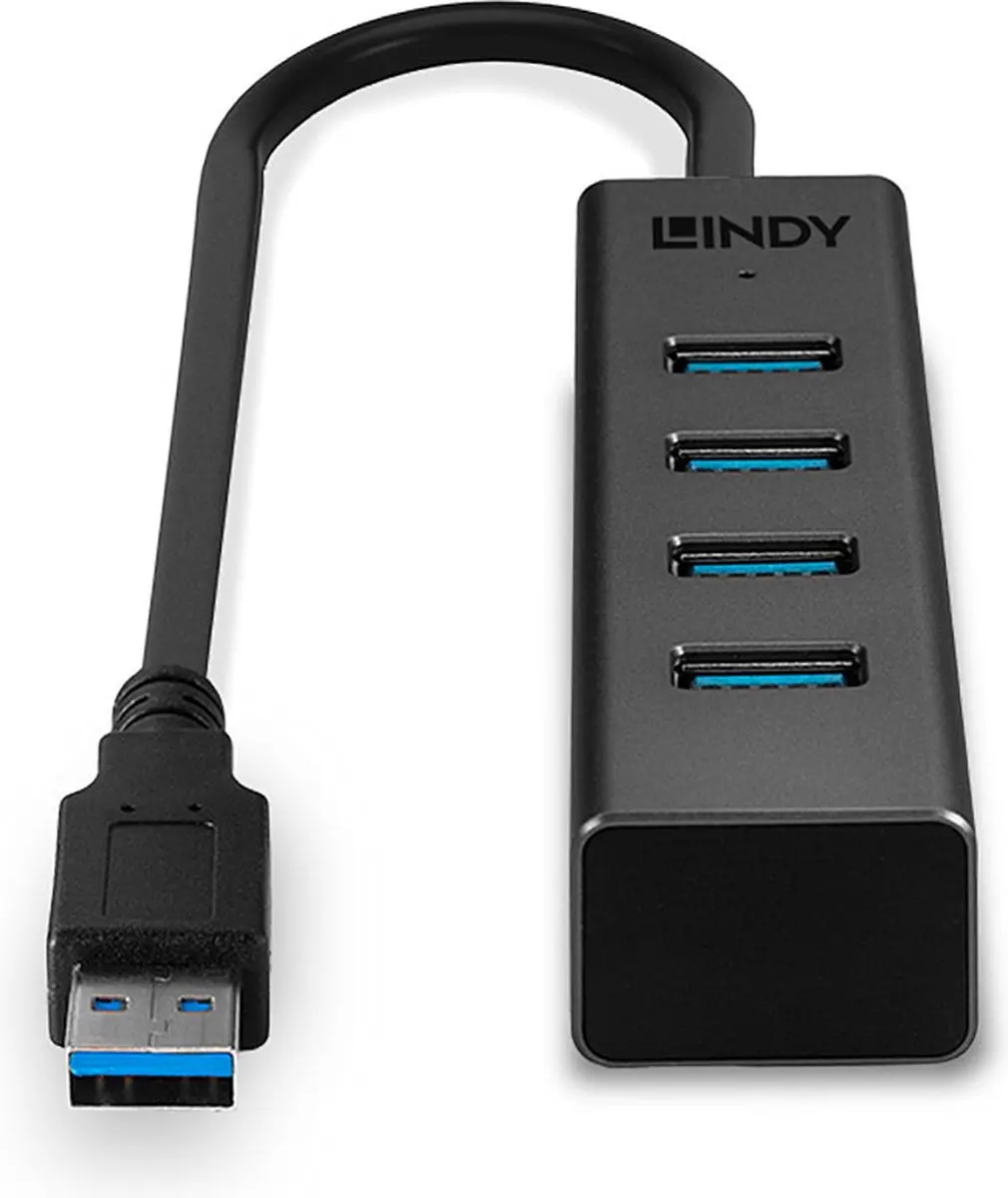 Lindy 43324 USB-hub 4 Poorten USB-A 5Gbit/s - Zwart