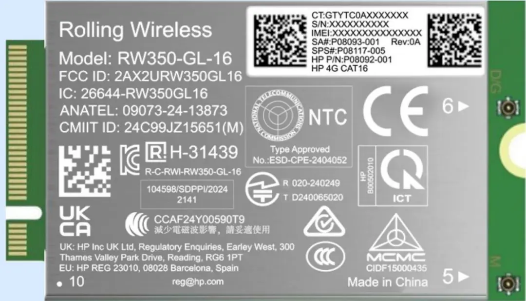 HP B8BD2AA 4G LTE-Advanced Pro WWAN Interfacekaart