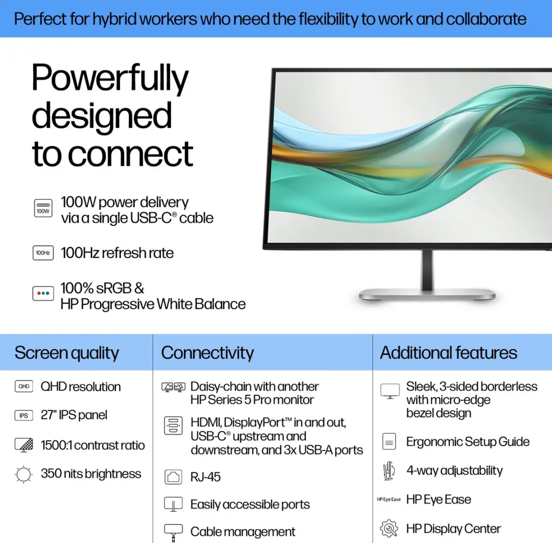 HP Series 5 27 Monitor 527PU - Zwart