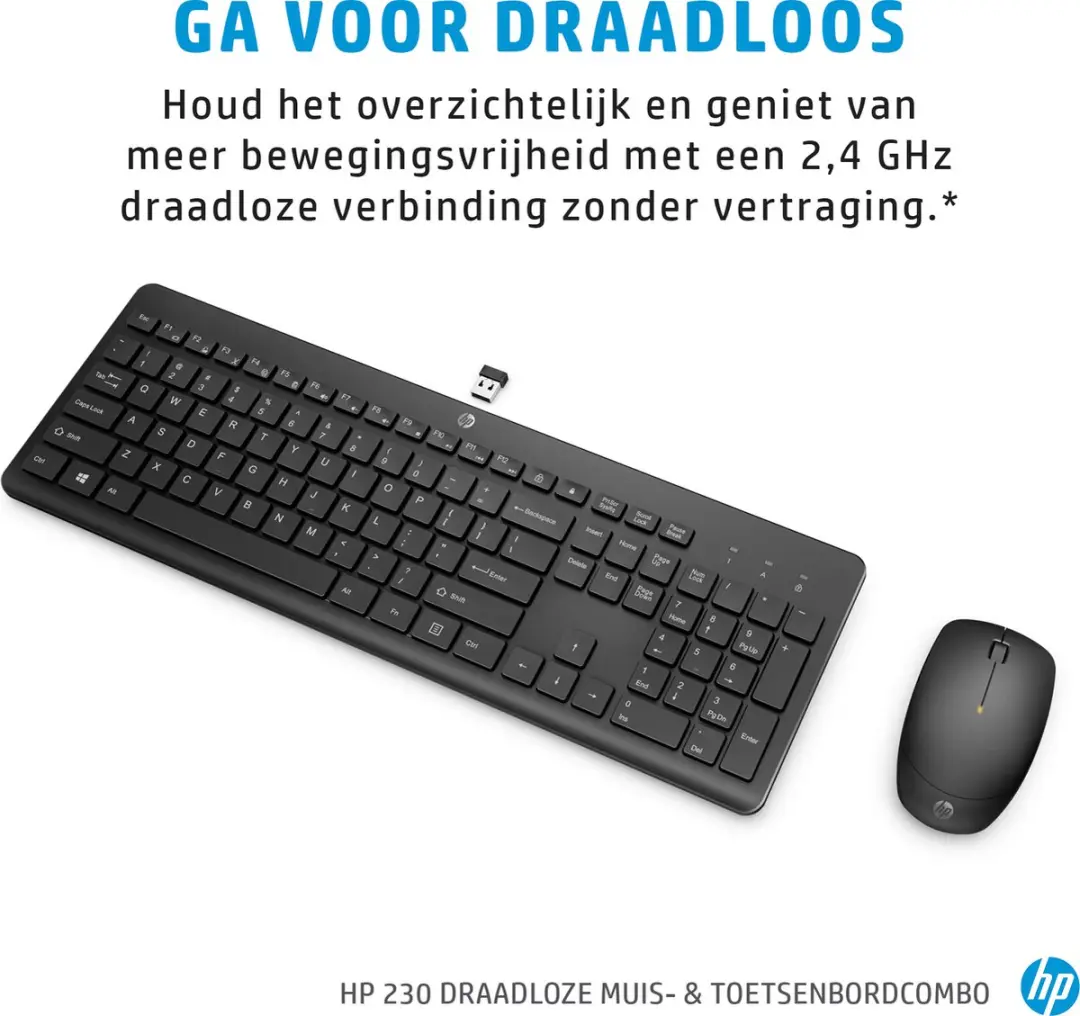 HP 230 Draadloos Toetsenbord & Muis Set - Azerty - Zwart