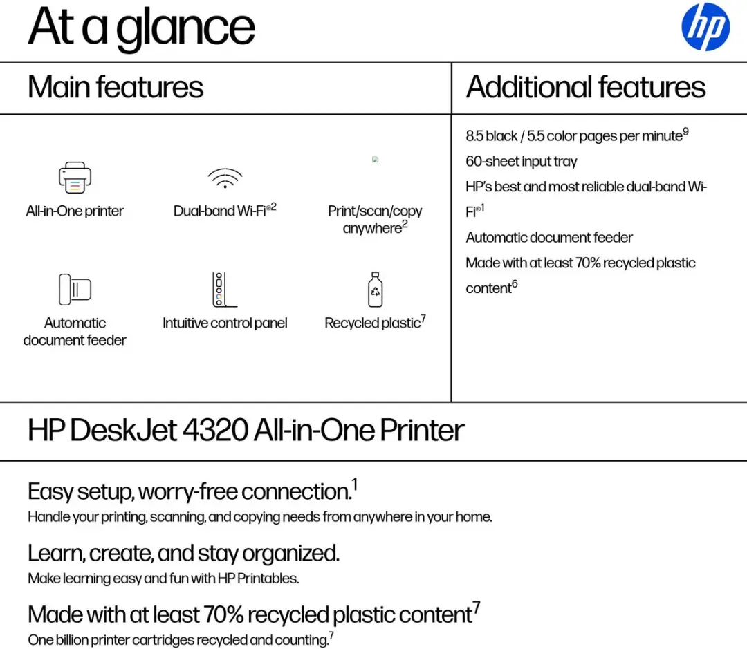 HP DeskJet 4320 Multifunctionele Printer - Cement Noir