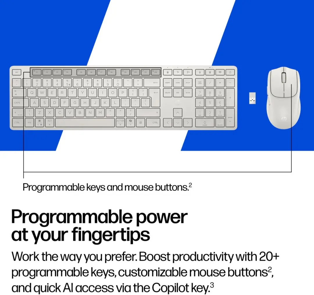 HP 490C Dual-Mode Muis & Toetsenbord - AZERTY - Wit